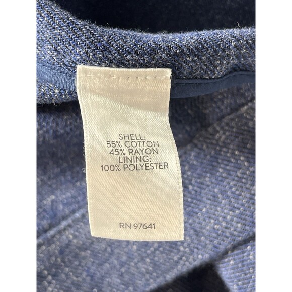 J. Jill Womens Blazer Coat L Open Front Lagenlook Chambray Blue Roll Tab Sleeve - Picture 9 of 12